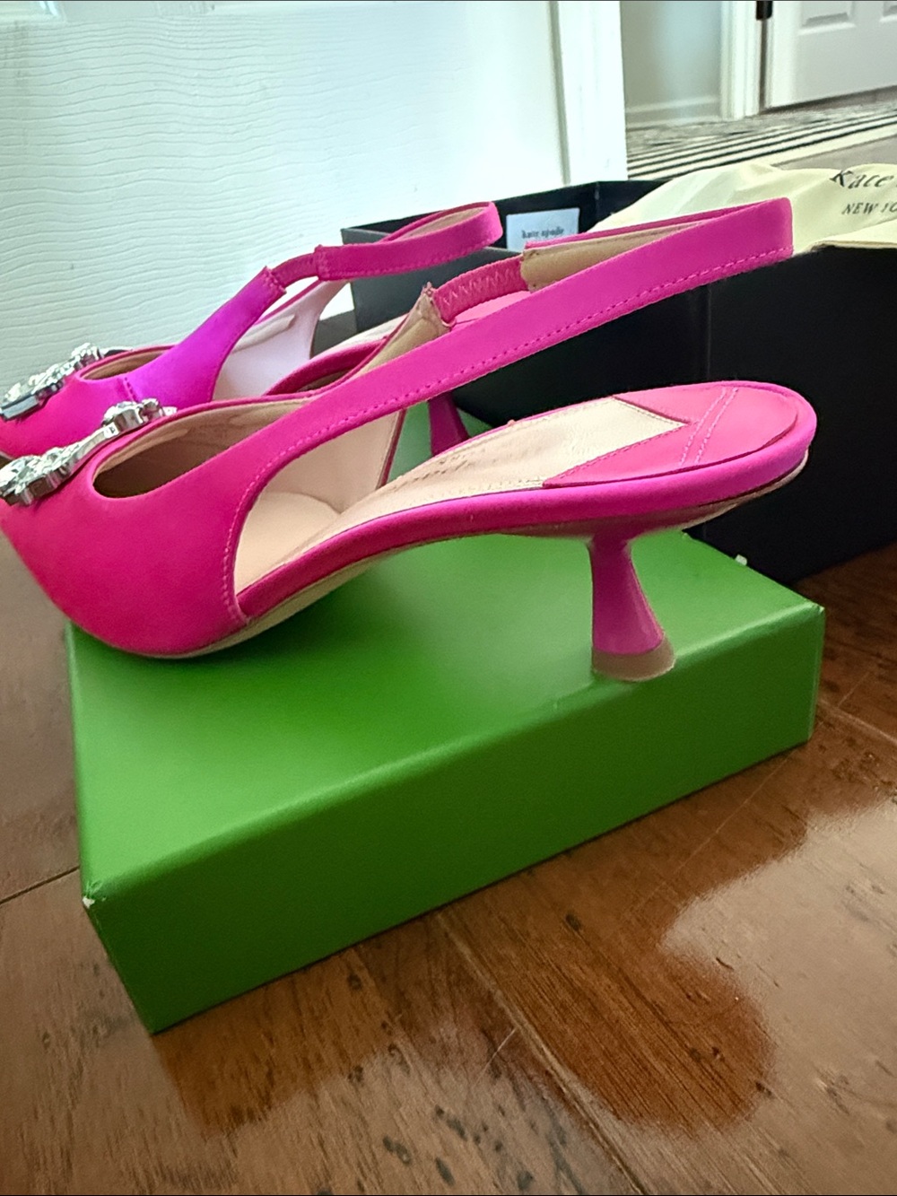 kate spade Hot Pink Crystal-Embellished Slingback Flats - Picture 3 of 10